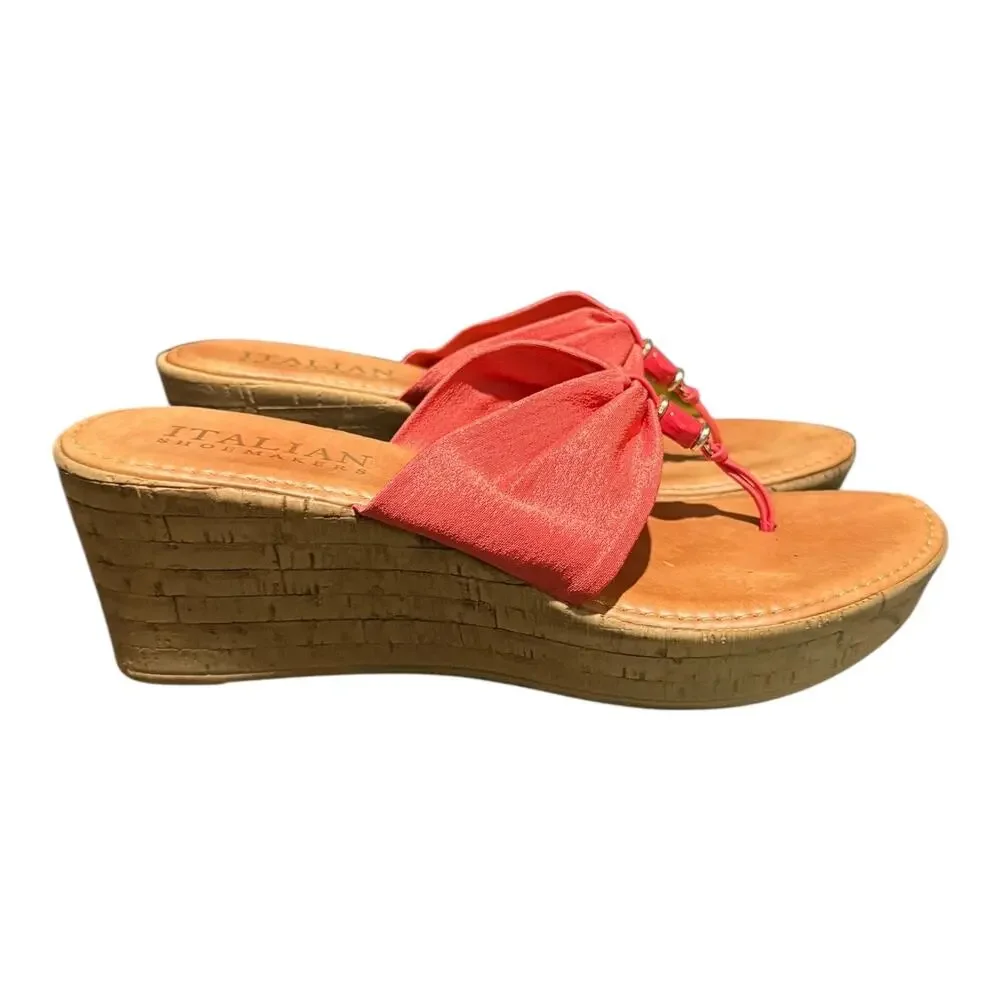 Italian Shoemakers Pink Bow Slide Sandals Women’s 9.5 Casual Summer Flip Flops - Picture 2 of 10